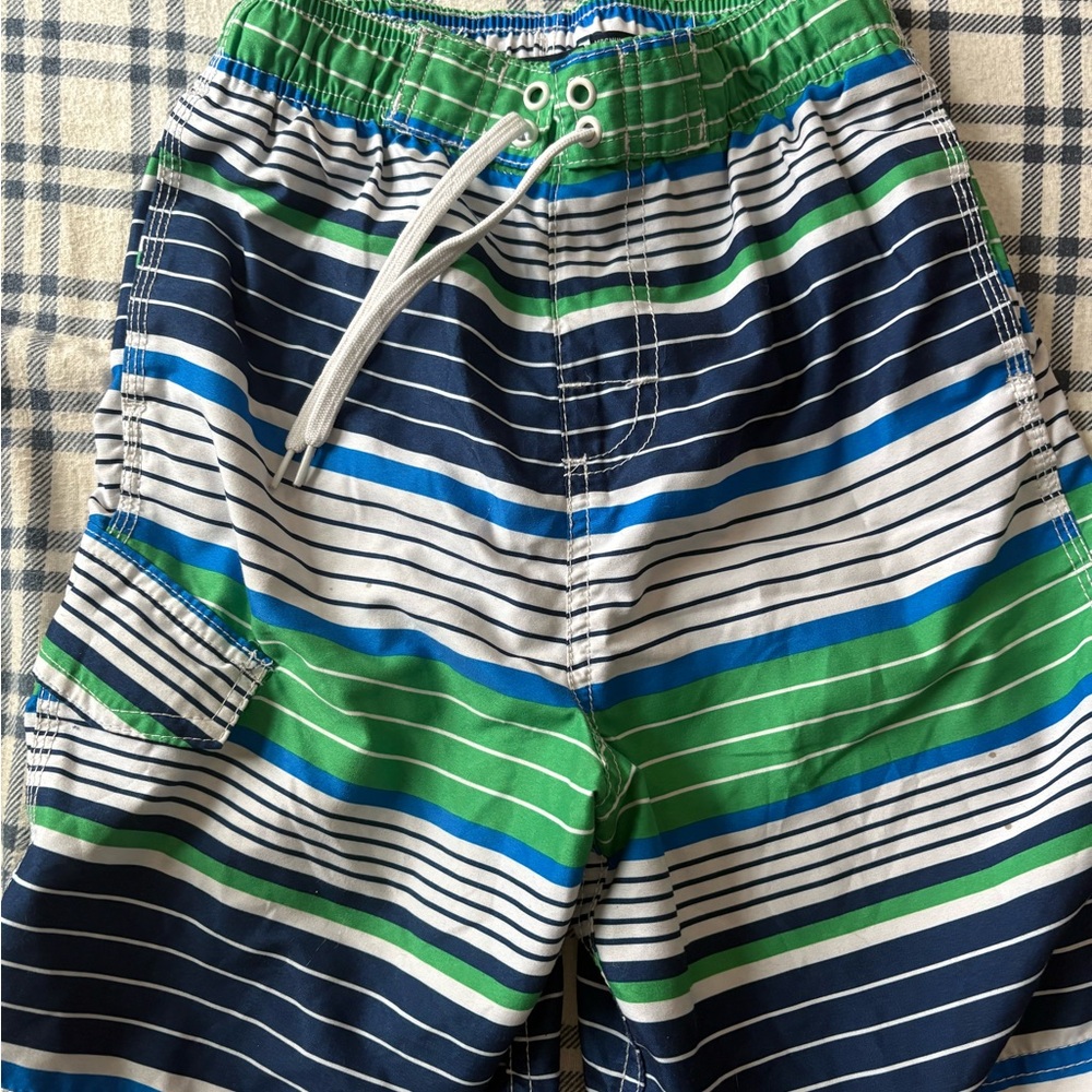 Kanu Surf Kids Striped Shorts - Green, Blue, White